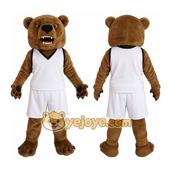Brown White Basketball Bear Mascot Costume