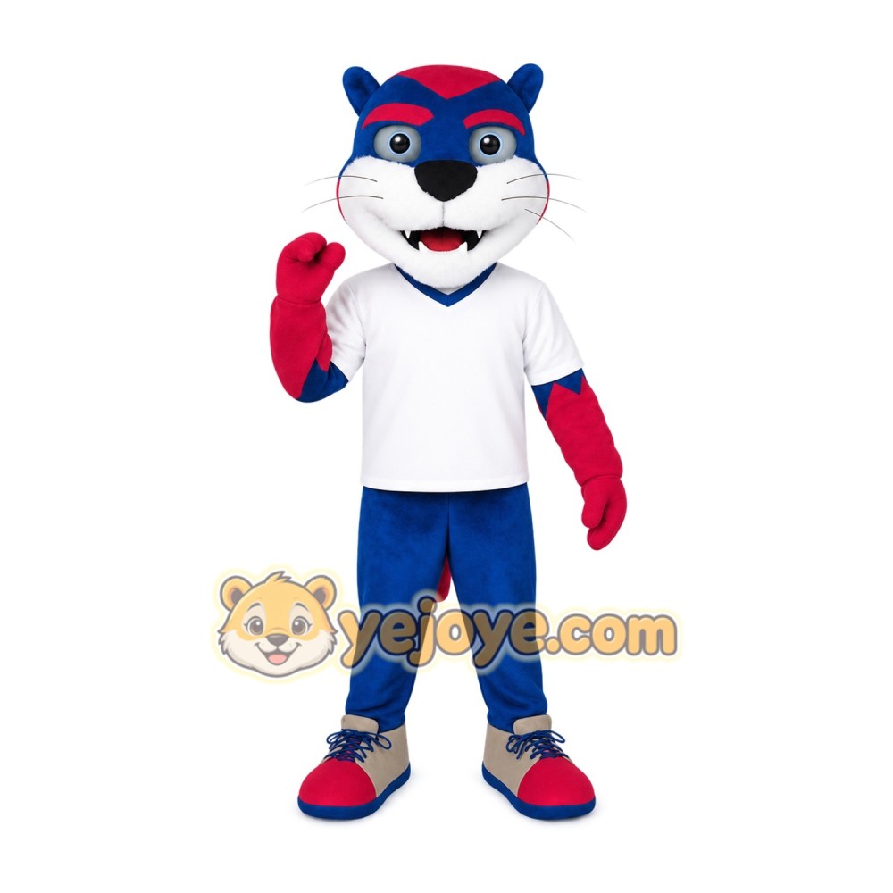 Blue Red White Cat Mascot Costume Blue Red White Cat Mascot Costume