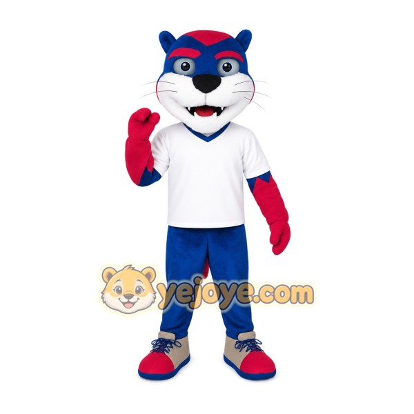 Blue Red White Cat Mascot Costume