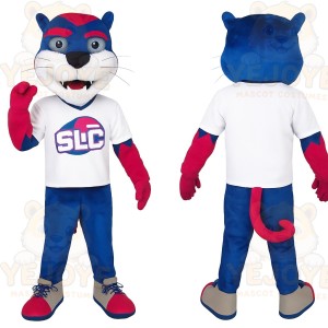 Blue Red White Cat Mascot Costume