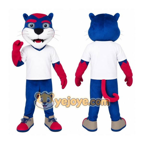 Blue Red White Cat Mascot Costume