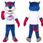 Blue Red White Cat Mascot Costume