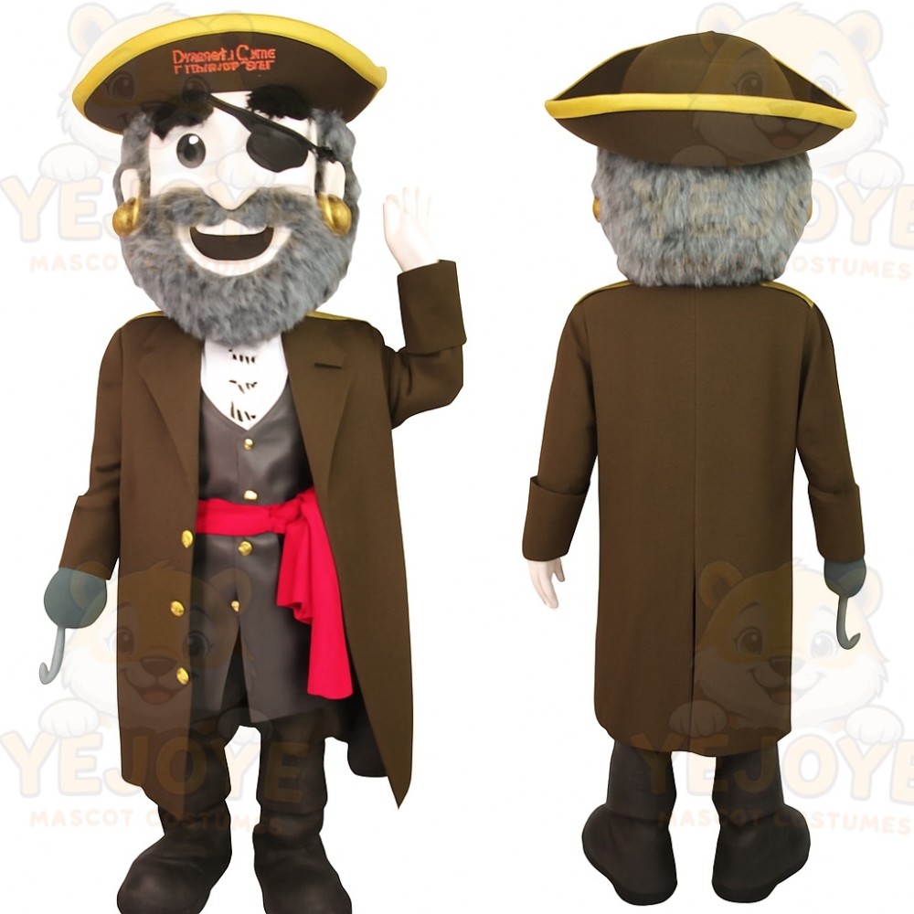 Brown Gray Red Bearded Pirate Mascot Costume