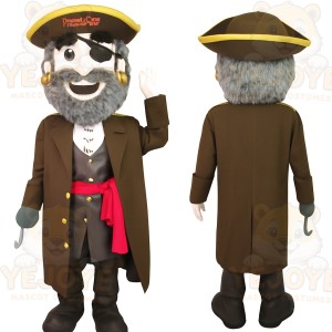 Brown Gray Red Bearded Pirate Mascot Costume