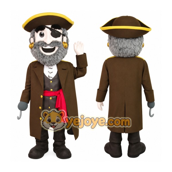 Brown Gray Red Bearded Pirate Mascot Costume