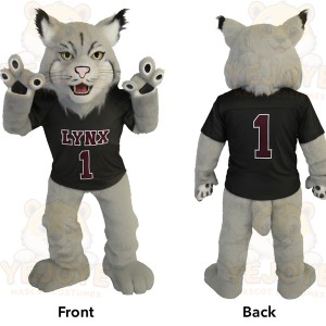Gray Black Lynx Mascot Costume