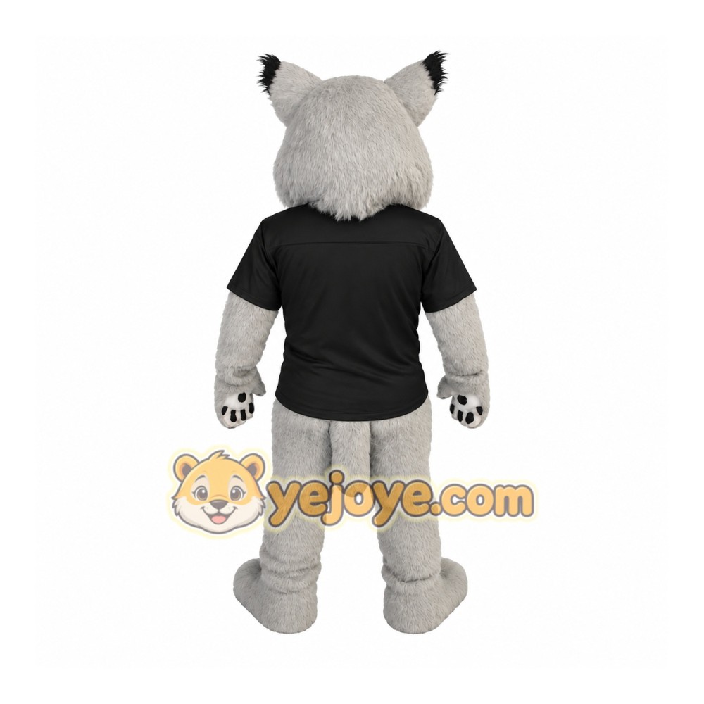 Gray Black Lynx Mascot Costume Gray Black Lynx Mascot Costume