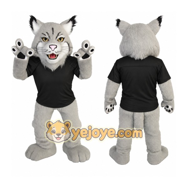 Gray Black Lynx Mascot Costume