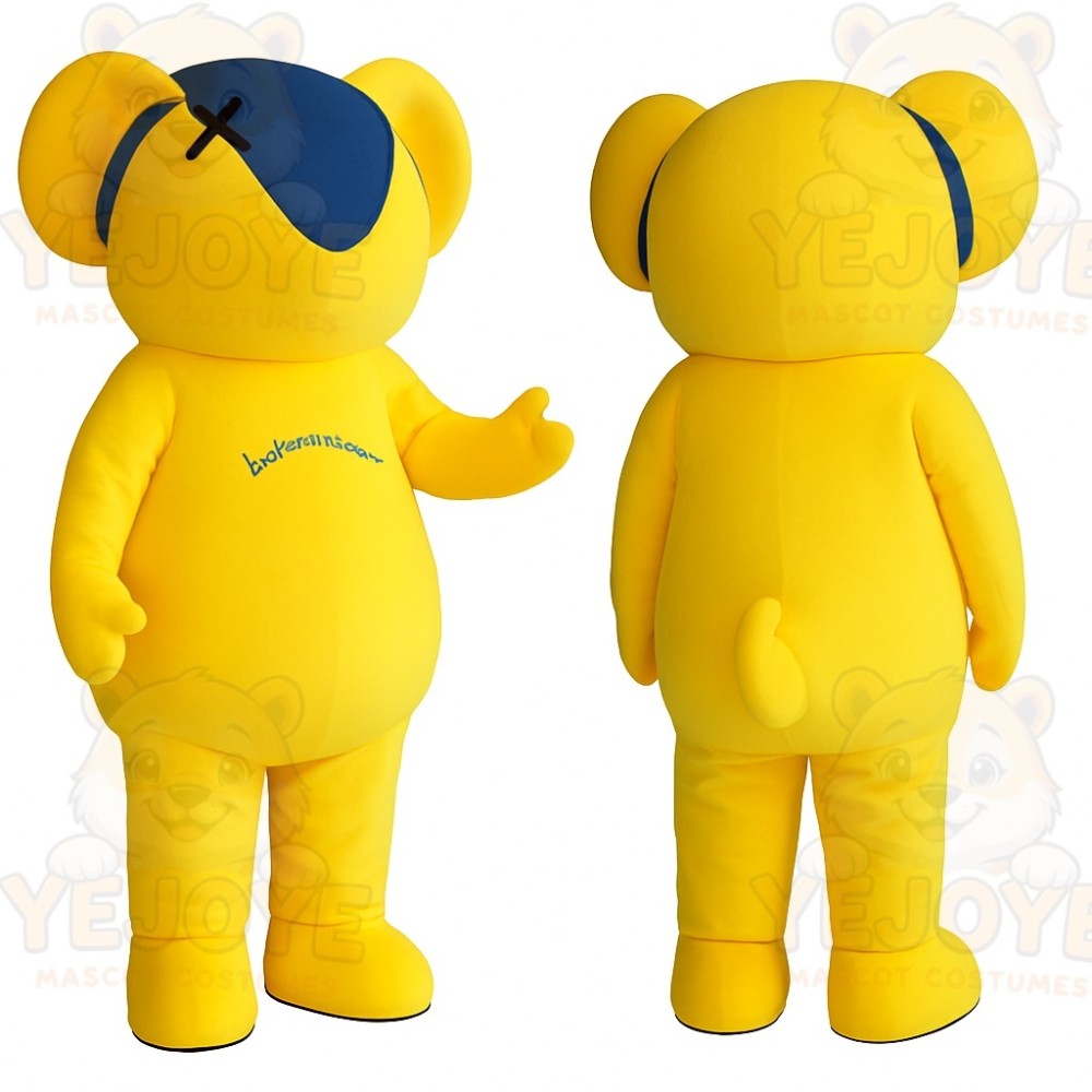 Yellow Navy Teddy Bear Mascot Costume