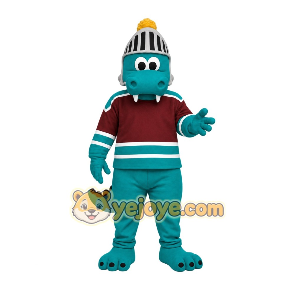 Teal Maroon Hockey Dragon Mascot Costume Teal Maroon Hockey Dragon Mascot Costume