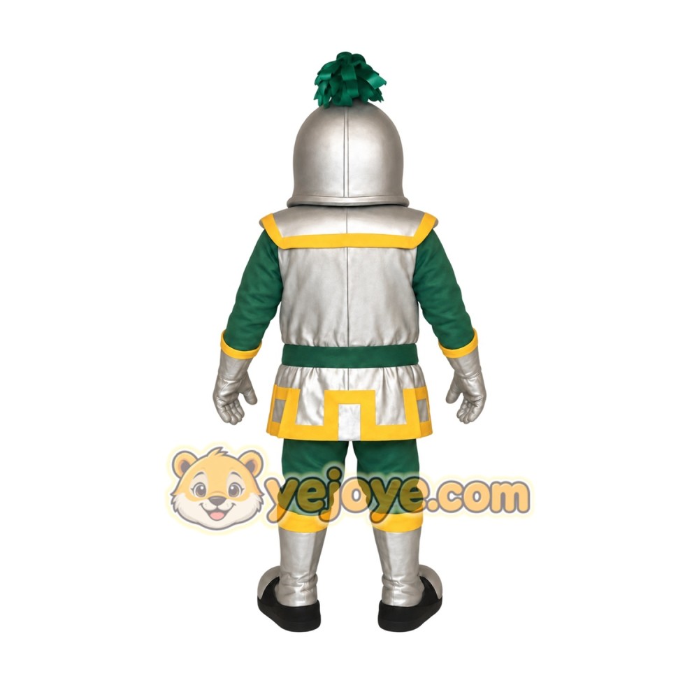 Silver Green Yellow Knight Mascot Costume Silver Green Yellow Knight Mascot Costume