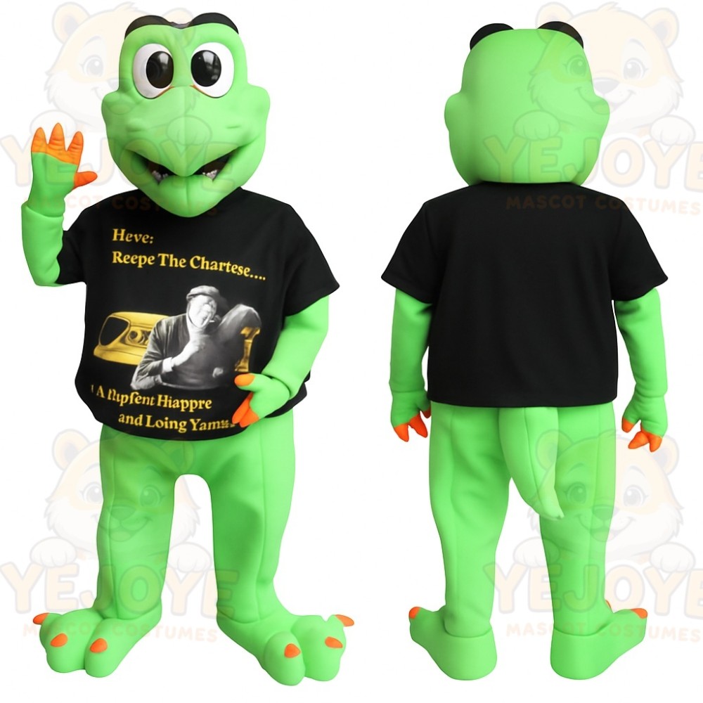 Green Black Lizard Mascot Costume