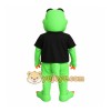 Green Frog in Black Shirt Mascot Costume