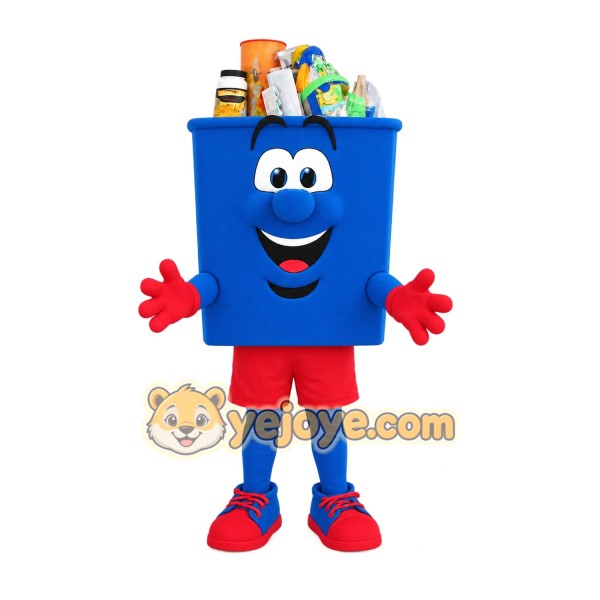 Blue Red Recycling Bin Mascot Costume