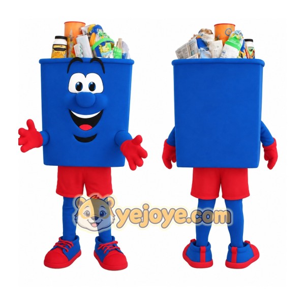 Blue Red Recycling Bin Mascot Costume