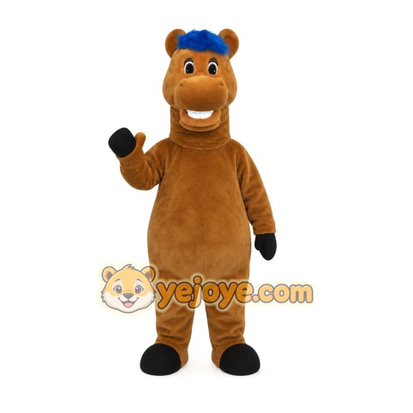 Brown Horse With Blue Mane Mascot Costume