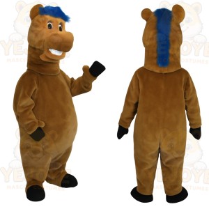 Brown Horse With Blue Mane Mascot Costume
