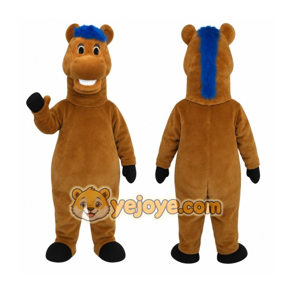 Brown Horse With Blue Mane Mascot Costume