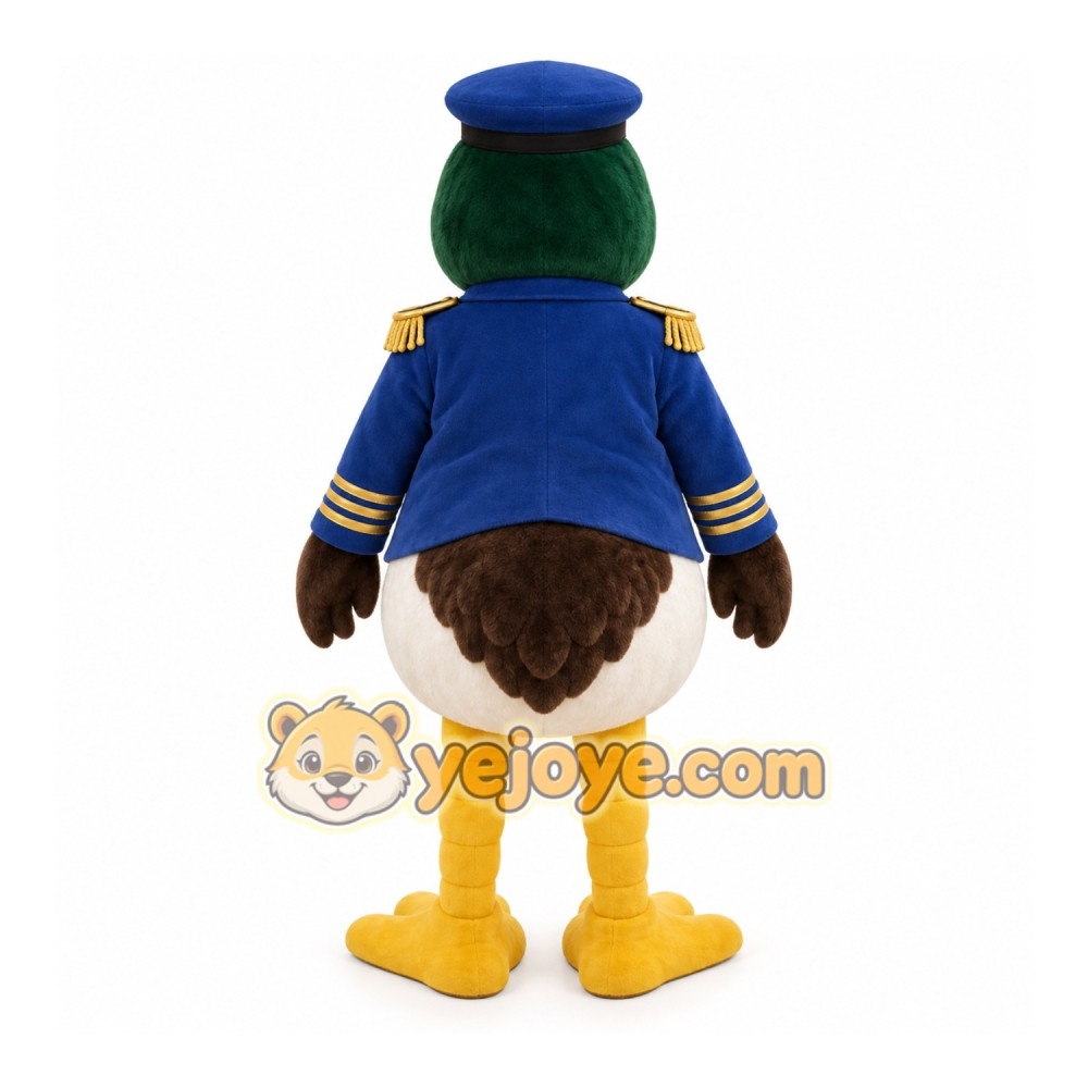 Blue Yellow Brown Duck Pilot Mascot Costume Blue Yellow Brown Duck Pilot Mascot Costume