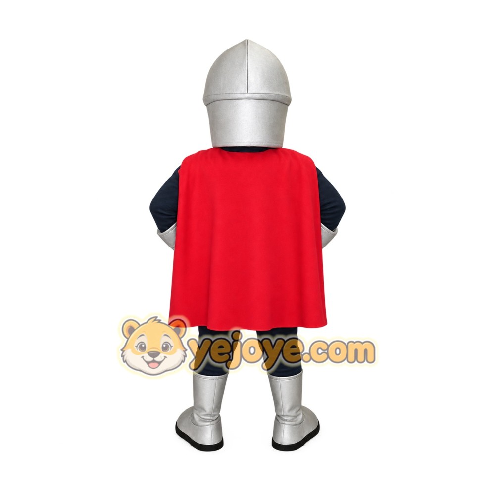 Silver Red Navy Armored Knight Mascot Costume