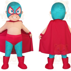 Turquoise Red Superhero Baby Mascot Costume