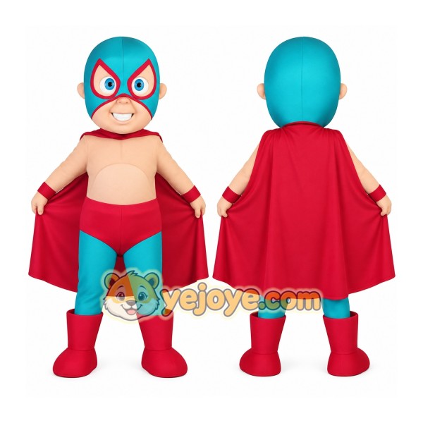 Turquoise Red Superhero Baby Mascot Costume