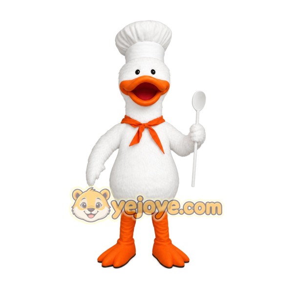 White Orange Chef Duck Mascot Costume White Orange Chef Duck Mascot Costume