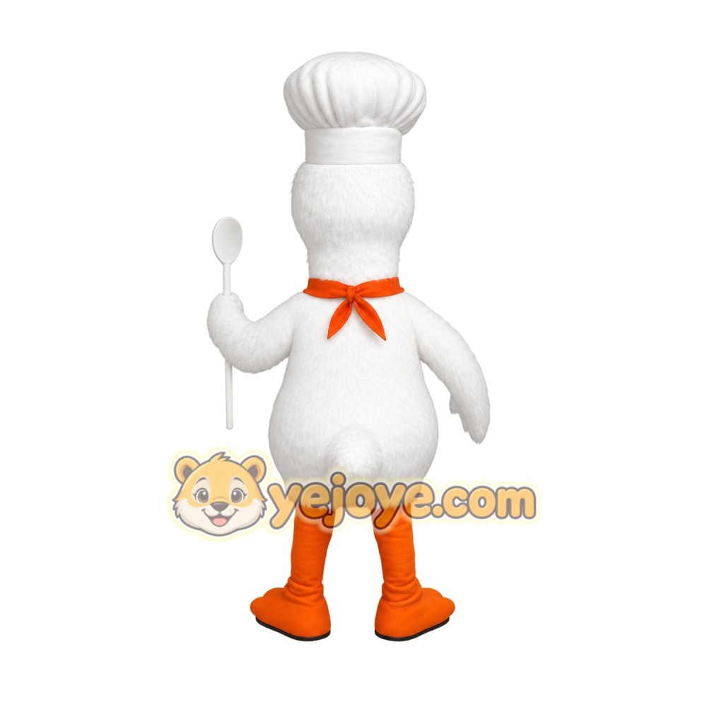 White Orange Chef Duck Mascot Costume