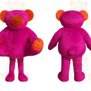 Pink Orange Bear Mascot Costume