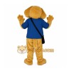 Golden Brown Dog With Blue Shirt Mascot Costume