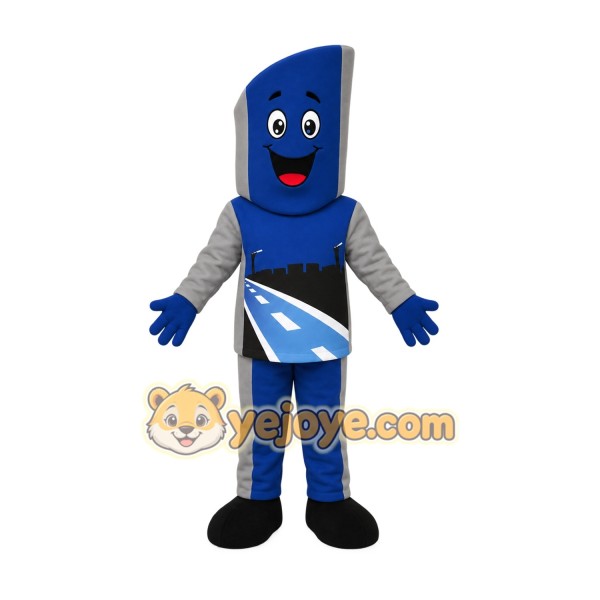Blue Gray Road Sign Mascot Costume
