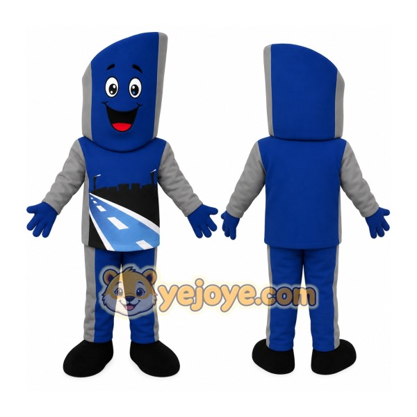 Blue Gray Road Sign Mascot Costume