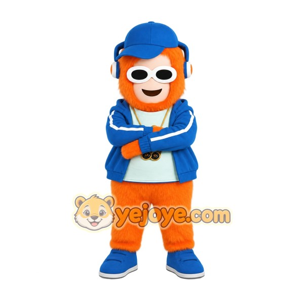 Orange Blue Headphone Monster Mascot Costume