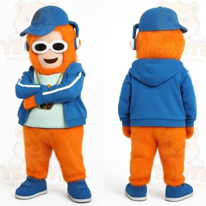 Orange Blue Headphone Monster Mascot Costume