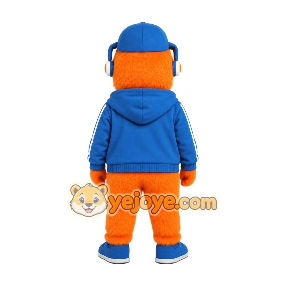 Orange Blue Headphone Monster Mascot Costume