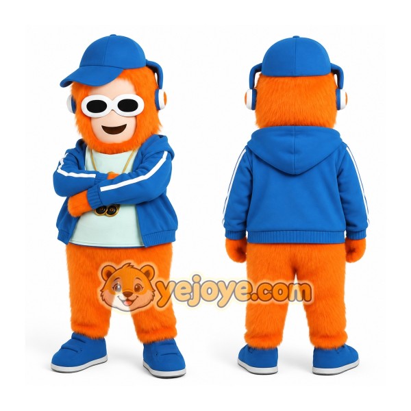 Orange Blue Headphone Monster Mascot Costume