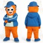 Orange Blue Headphone Monster Mascot Costume
