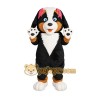 Black White Brown Pink Bow Dog Mascot Costume Black White Brown Pink Bow Dog Mascot Costume