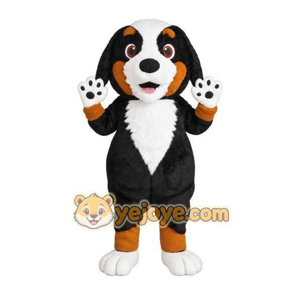 Black White Brown Mountain Dog Mascot Costume