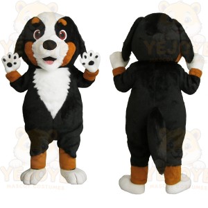 Black White Brown Mountain Dog Mascot Costume