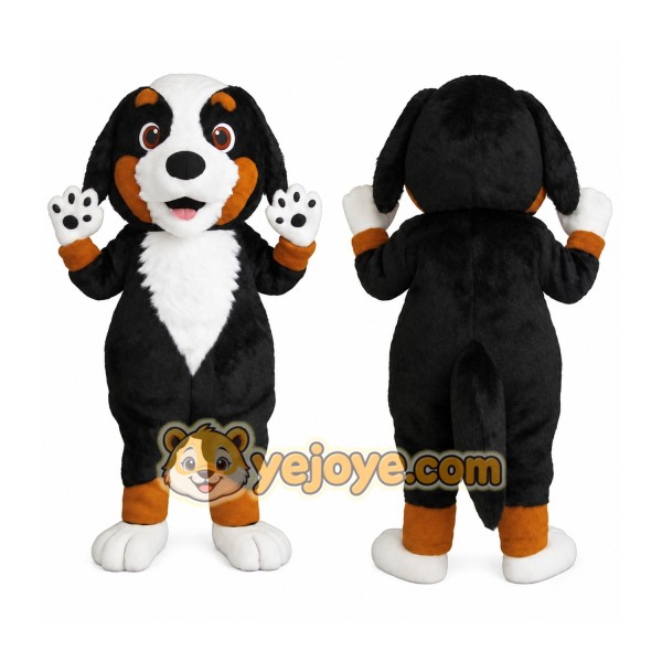Black White Brown Mountain Dog Mascot Costume