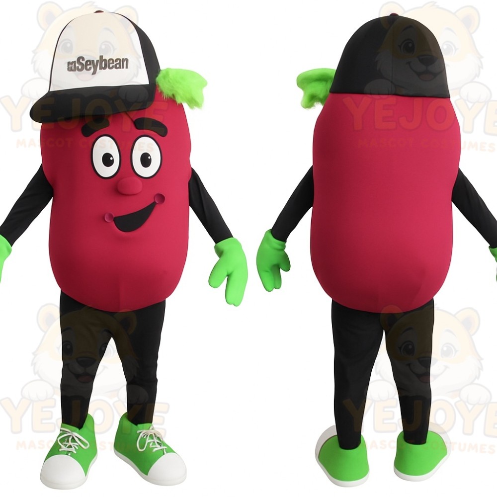 Red Green Black Bean Mascot Costume