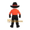 Orange Black Mustached Cowboy Mascot Costume