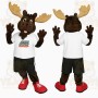 Brown Tan White Red Moose Mascot Costume