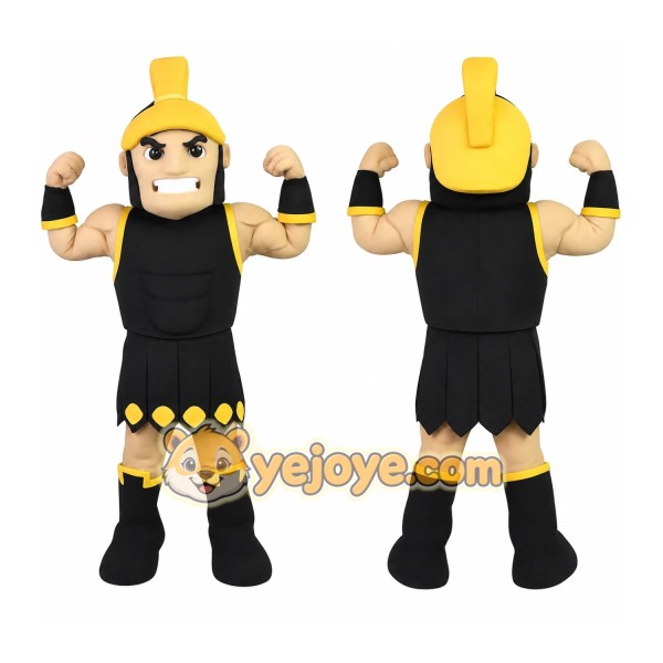 Black Yellow Trojan Warrior Mascot Costume