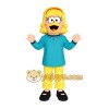 Teal Yellow Orange Blonde Woman Mascot Costume Teal Yellow Orange Blonde Woman Mascot Costume