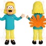 Teal Yellow Orange Blonde Woman Mascot Costume