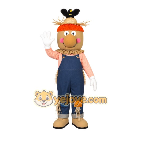 Tan Orange Navy Scarecrow Mascot Costume