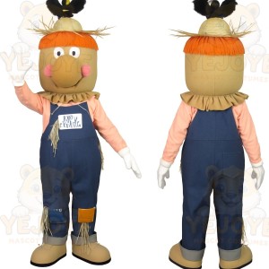 Tan Orange Navy Scarecrow Mascot Costume