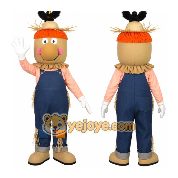 Tan Orange Navy Scarecrow Mascot Costume